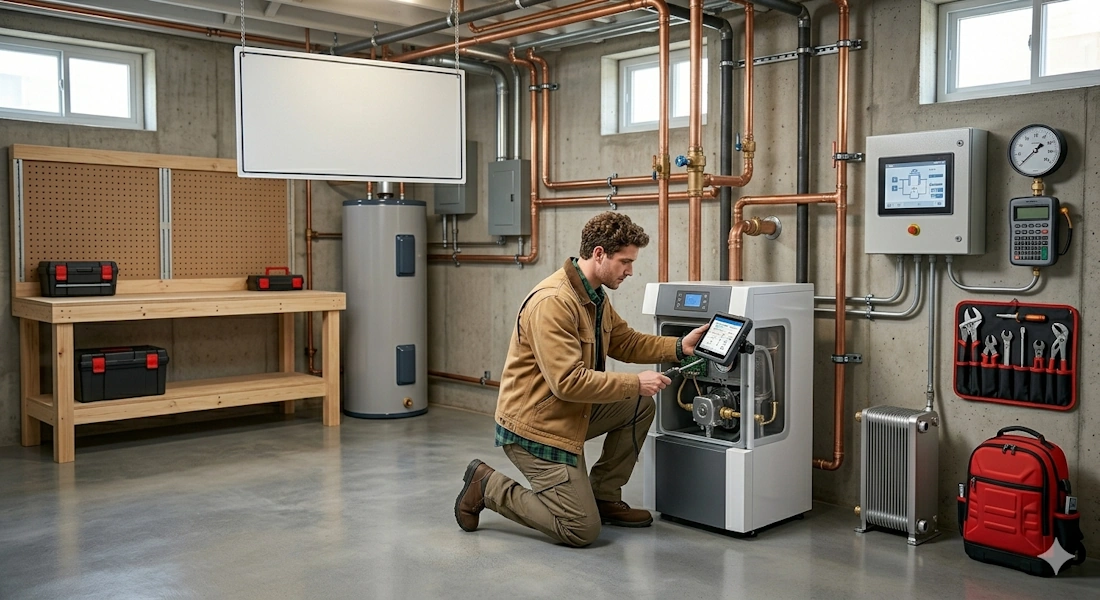 boiler maintenance technician inspecting system