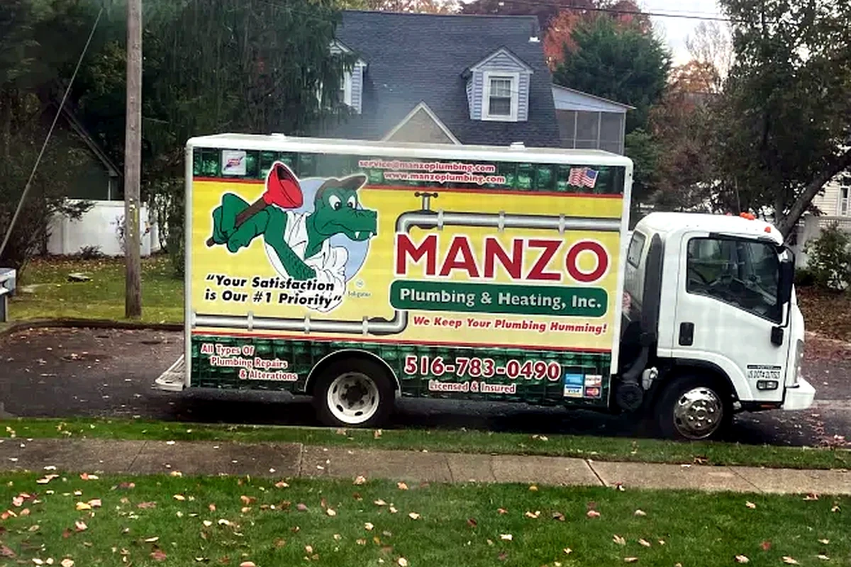 Sal Manzo Plumbing Heating and Cooling service truck serving Long Island homes